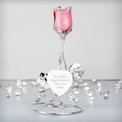 (image for) Personalised Free Text Pink Rose Bud Ornament