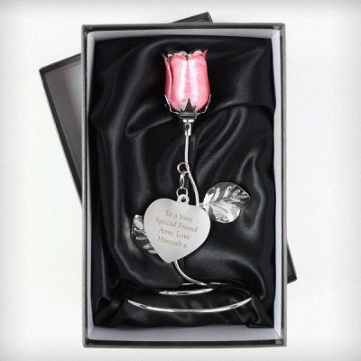 (image for) Personalised Free Text Pink Rose Bud Ornament