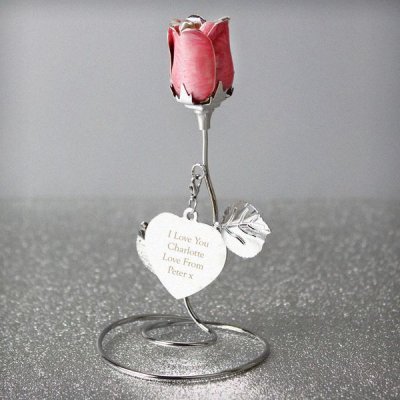 (image for) Personalised Free Text Pink Rose Bud Ornament