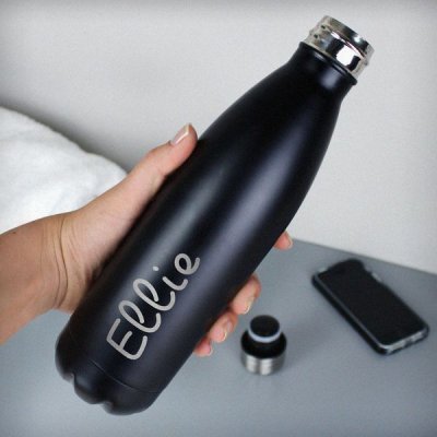 (image for) Personalised Name Only Island Black Metal Insulated Drinks Bottle