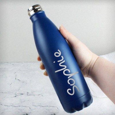 (image for) Personalised Name Only Island Blue Metal Insulated Drinks Bottle