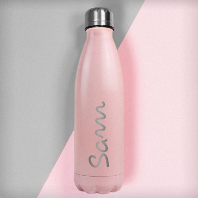 (image for) Personalised Name Only Island Pink Metal Insulated Drinks Bottle