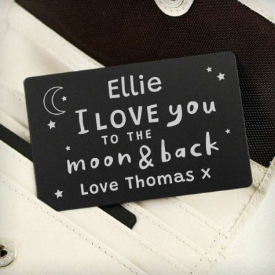 (image for) Personalised To The Moon & Back Black Wallet Card