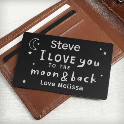 (image for) Personalised To The Moon & Back Black Wallet Card