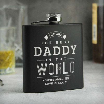 (image for) Personalised Best in The World Black Hip Flask