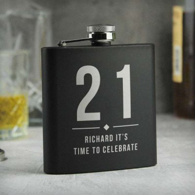 (image for) Personalised Big Numbers Black Hip Flask