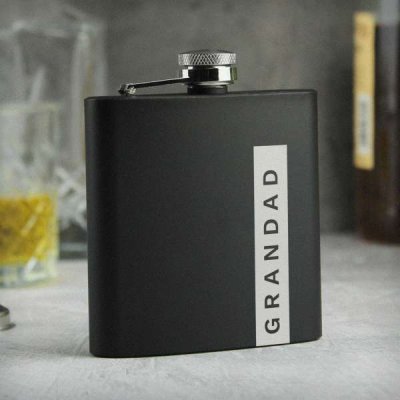 (image for) Personalised Name Only Black Hip Flask