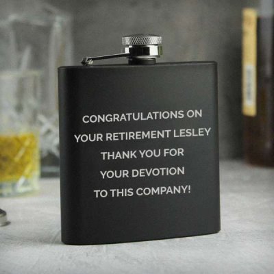 (image for) Personalised Free Text Black Hip Flask