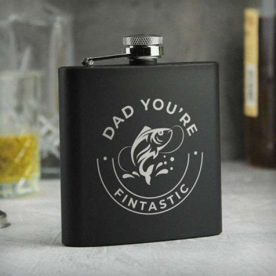 (image for) Personalised Fishing Black Hip Flask