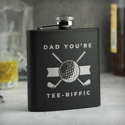 (image for) Personalised Golf Black Hip Flask