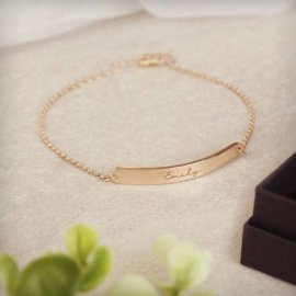 (image for) Personalised Name Only Rose Gold Tone Bar Bracelet