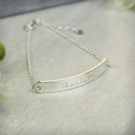 (image for) Personalised Name Only Silver Tone Bar Bracelet