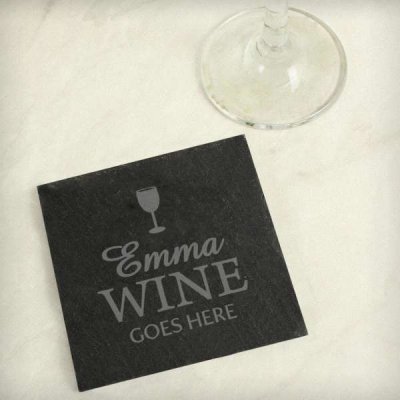 (image for) Personalised Wine Goes Here... Single Slate Coaster