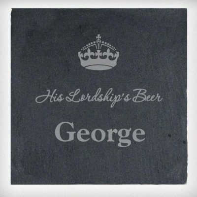 (image for) Personalised Crown Motif Single Slate Coaster