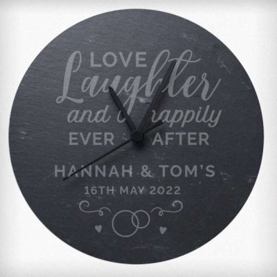 (image for) Personalised Love Laughter Slate Clock