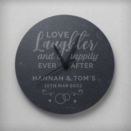 (image for) Personalised Love Laughter Slate Clock