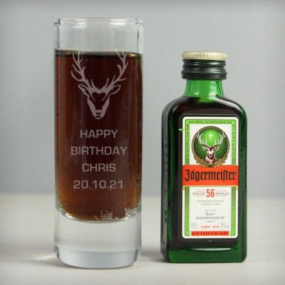 (image for) Personalised Stag Shot Glass and Miniature Jagermeister