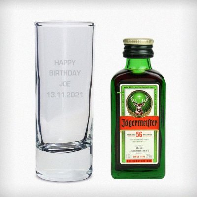 (image for) Personalised Shot Glass and Miniature Jagermeister - Text Only