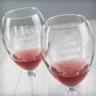 (image for) Personalised His & Her Wine Glass Set