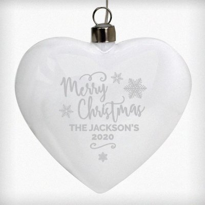 (image for) Personalised Merry Christmas LED Hanging Glass Heart