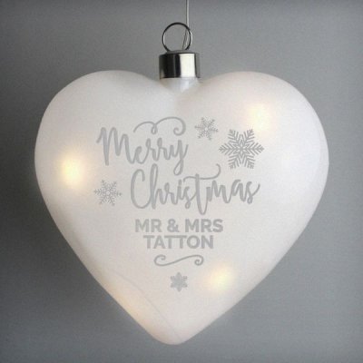 (image for) Personalised Merry Christmas LED Hanging Glass Heart