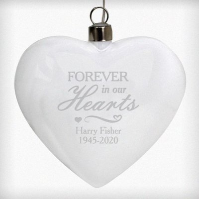 (image for) Personalised Forever In Our Hearts LED Hanging Glass Heart