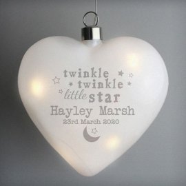 (image for) Personalised Twinkle Twinkle LED Hanging Glass Heart