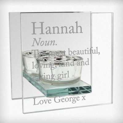 (image for) Personalised Definition Mirrored Glass Tea Light Candle Holder