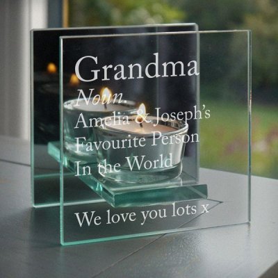 (image for) Personalised Definition Mirrored Glass Tea Light Candle Holder