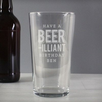 (image for) Personalised Beer-Illiant Birthday Pint Glass