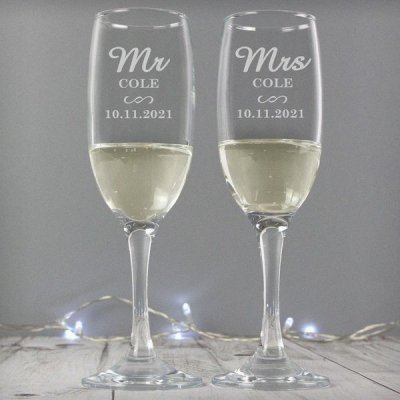 (image for) Personalised Mr & Mrs Pair of Flutes