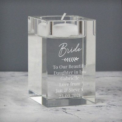 (image for) Personalised Leaf Free Text Glass Tea Light Holder