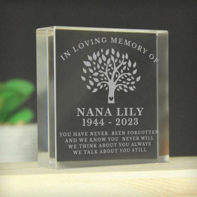 (image for) Personalised In Loving Memory Family Tree Crystal Token