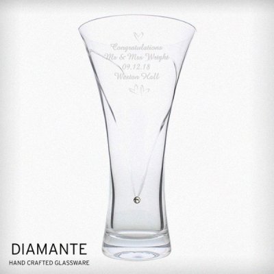 (image for) Personalised Large Hand Cut Little Hearts Diamante Vase