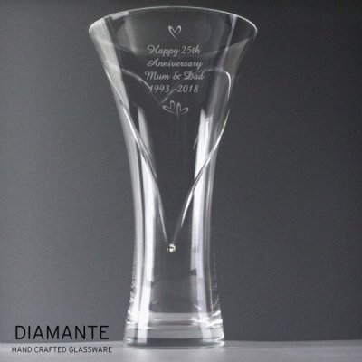 (image for) Personalised Large Hand Cut Little Hearts Diamante Vase