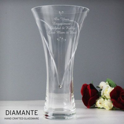 (image for) Personalised Large Hand Cut Little Hearts Diamante Vase