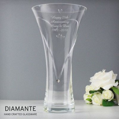 (image for) Personalised Large Hand Cut Little Hearts Diamante Vase