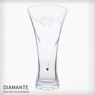 (image for) Personalised Large Hand Cut Ruby Diamante Heart Vase