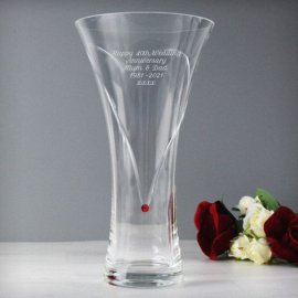 (image for) Personalised Large Hand Cut Ruby Diamante Heart Vase