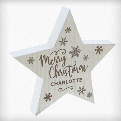 (image for) Personalised Merry Christmas Rustic Wooden Star Decoration