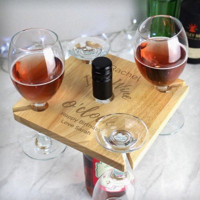 (image for) Personalised Wine O'clock Four Wine Glass Holder & Bottle Butler