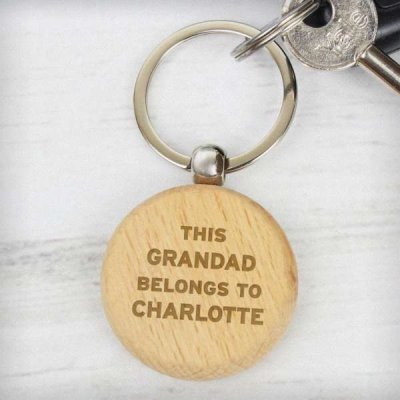 (image for) Personalised This...Belongs To Wooden Keyring