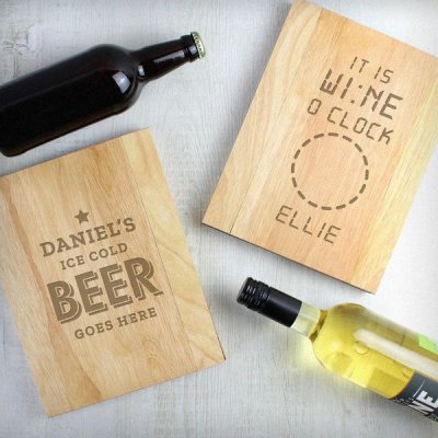 (image for) Personalised Its Wine O'Clock Wooden Sofa Tray