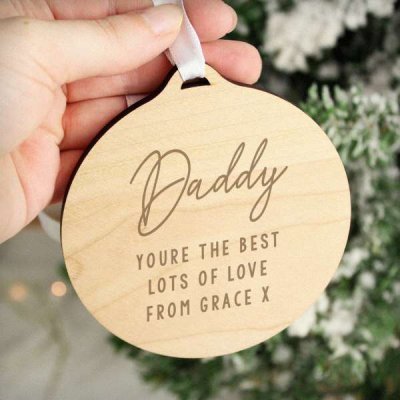 (image for) Personalised Free Text Round Wooden Bauble Decoration