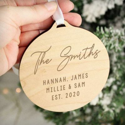 (image for) Personalised Free Text Round Wooden Bauble Decoration