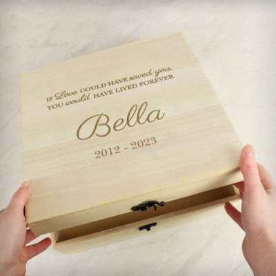 (image for) Personalised Pet Memorial Large Wooden Keepsake Box