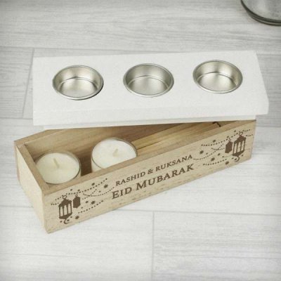 (image for) Personalised Eid Triple Tea Light Box