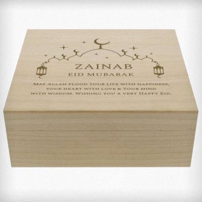 (image for) Personalised Eid Large Wooden Keepsake Box