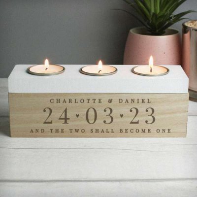 (image for) Personalised Large Date Triple Tea Light Box