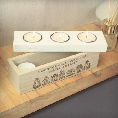 (image for) Personalised HOME Triple Tea Light Box